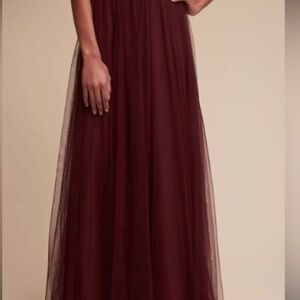Anthropologie x BHLDN Jenny Yoo Maroon Tulle Maxi Skirt Size 14